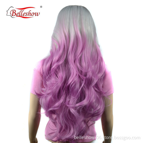 Hot sell colored animation wig head set COSPLAY wig head set long curly hair split wig head set